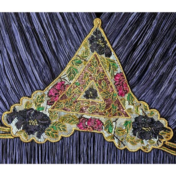 Mary McFadden Couture Royal Blue Plisse Evening Gown Sz 8 1980s Designer Formal - Picture 3 of 7